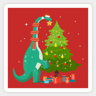 Funny Dinosaur Christmas Tree Sticker